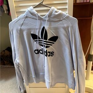 Adidas Women's Sky Blue Hoodie with Black Logo